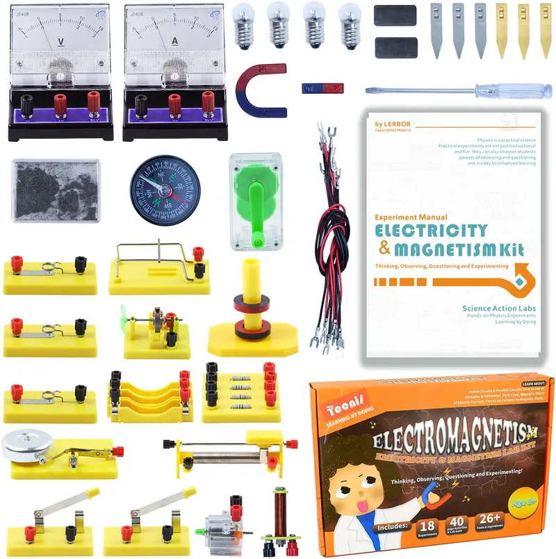STEM Electricity & Magnetism Science Kit – Electromagnet Experiments & Circuit Building for Ages 8–16