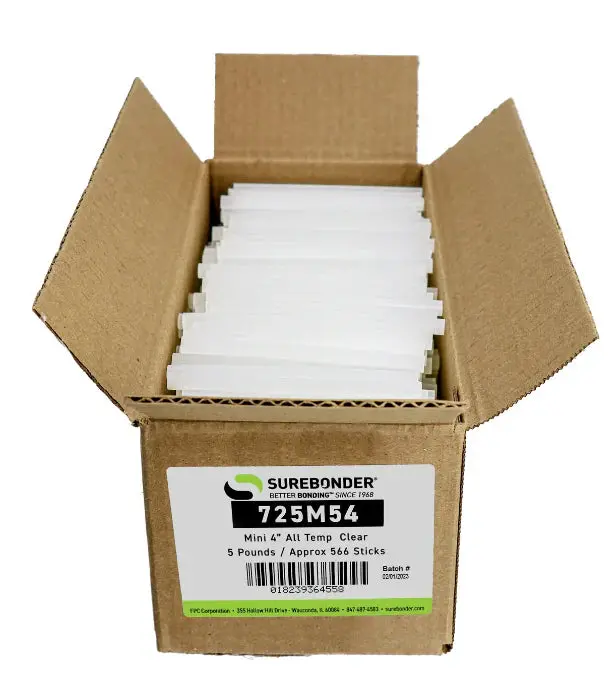 Surebonder Mini Hot Glue Sticks – 565-Pack, 5/16″ x 4″, Clear, Low-Temp Compatible