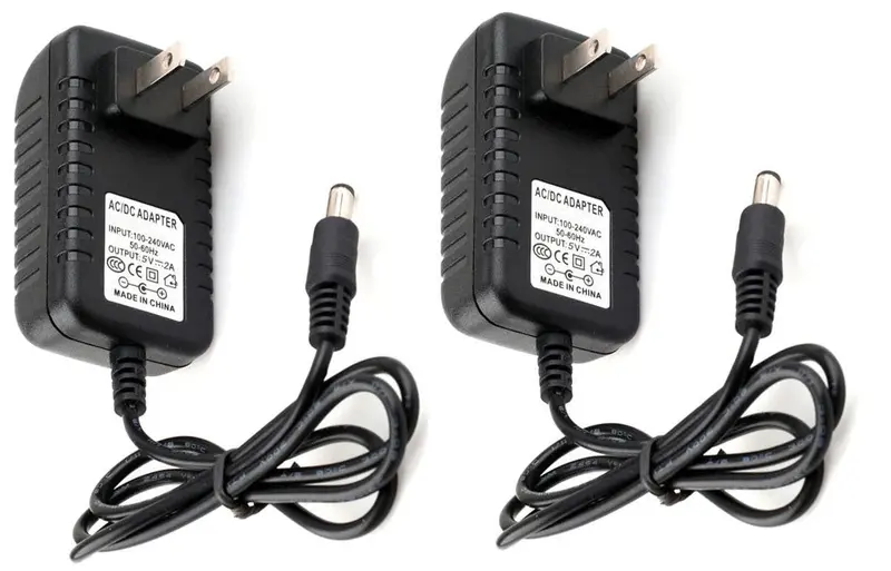 Twin-Pack 5V DC 2A AC Adapter — 5.5×2.1mm Center-Positive Barrel Jack