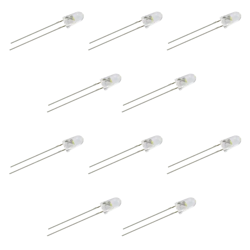 Ultra-Bright Blue LED Diodes – 10-Pack, 5 mm, Water-Clear Lens, Low-Power Lighting