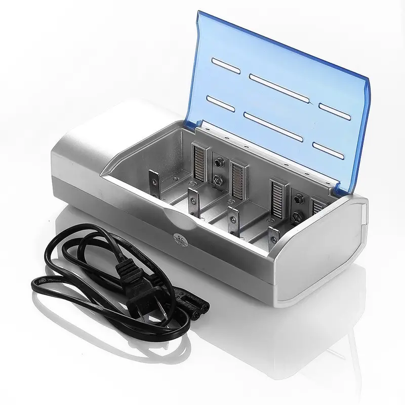 Universal Smart Battery Charger — Supports AA, AAA, C, D & 9V Ni-MH/Ni-Cd Cells with Discharge Mode