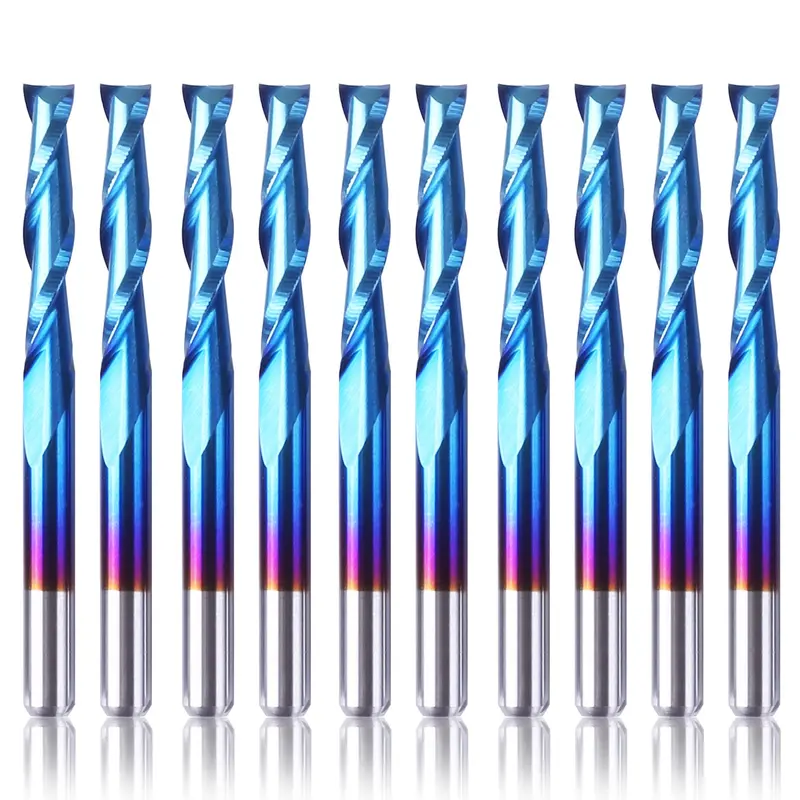 Upcut Double-Flute Flat Nose Router Bits, SF17, 1/8-Inch Shank, 3.175mm Cutting Length, 10-Pack