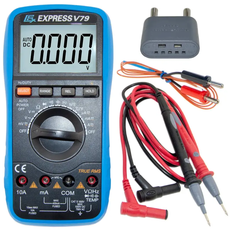 V79 True RMS Auto-Ranging Multimeter with Backlit Display and Integrated Thermometer