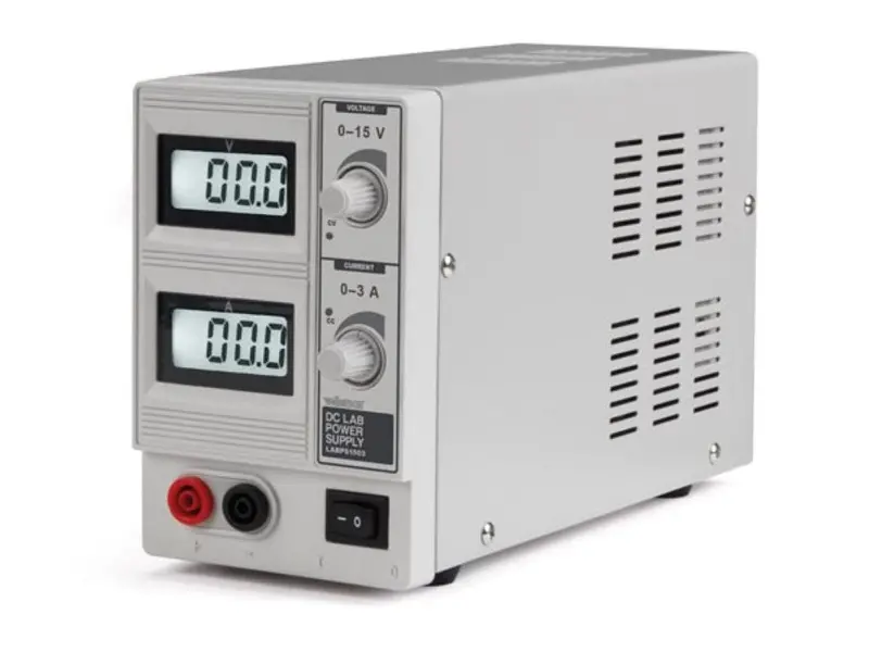 Velleman LABPS1503U: Adjustable 0–15 VDC / 0–3 A Bench Power Supply with Dual LCD