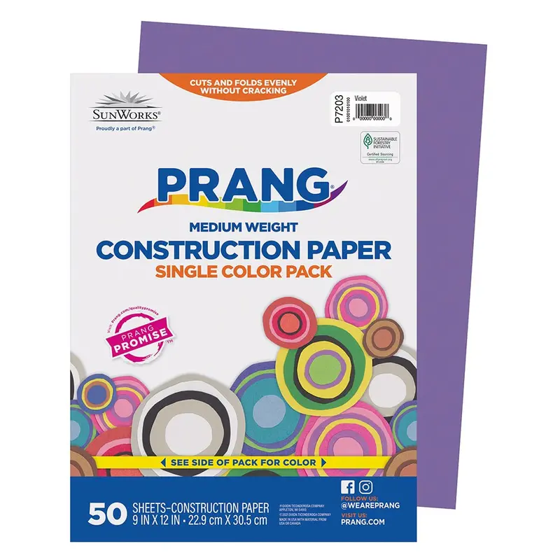 Violet Pacon Construction Paper – 9″ × 12″, 50 Sheets, Premium Craft Grade