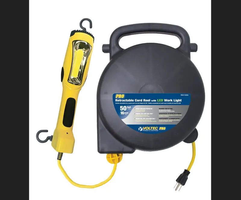 Voltec 07-00260 Yellow Retractable Extension Cord Reel