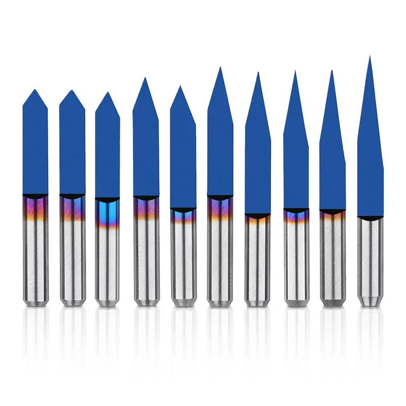 VS10 V-Groove CNC Router Bit Set – 10-Piece, 1/8″ Shank, Angles from 10° to 90°, Ideal for Sign Making & Joinery