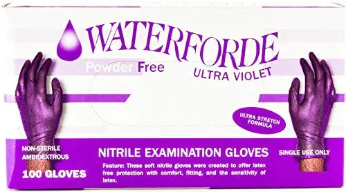 Waterforde Powder-Free Nitrile Exam Gloves – 4 Mil, Medium, Box of 100