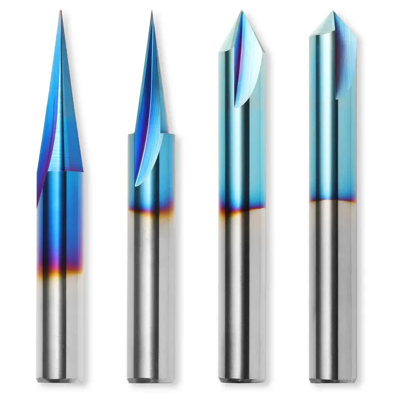 WC04A Wood Carving Router Bit Set (1/4″ Shank, 4-Piece): Detail Liner, Profile, V-Groove (15°, 20°, 60°, 90°)