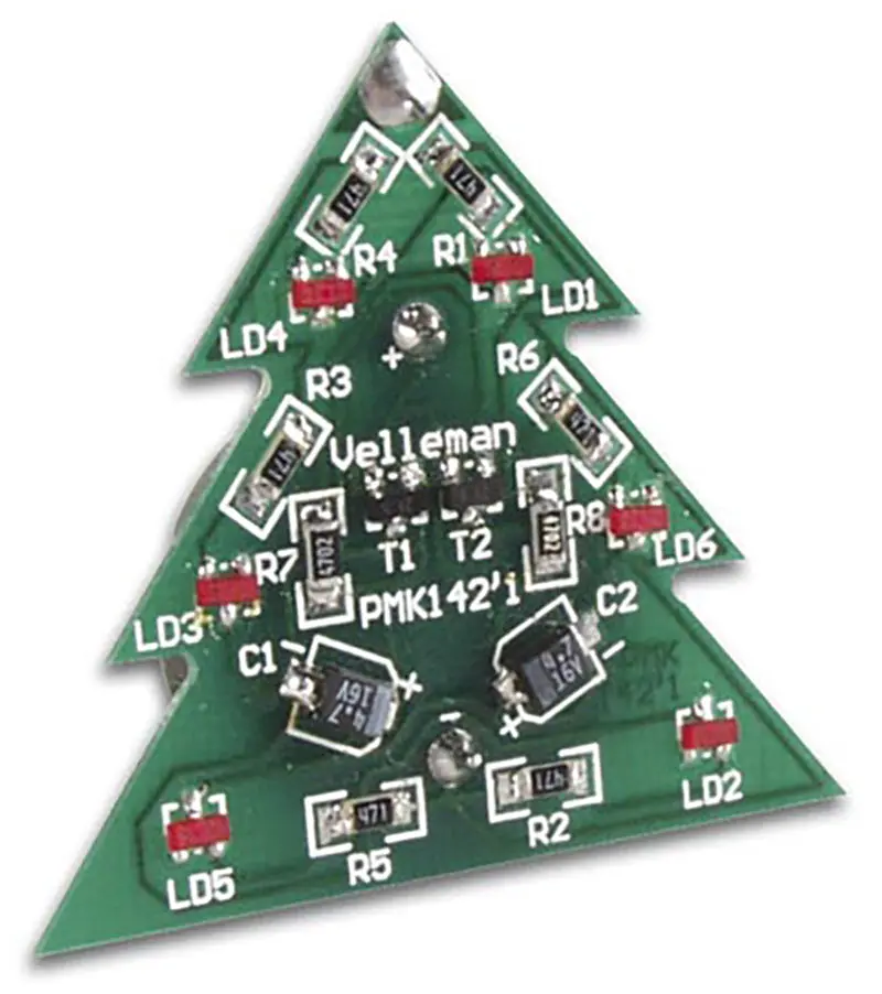 Whadda SMD X-Mas Tree Kit — Surface-Mount Soldering Practice for Beginners (WSSA142)
