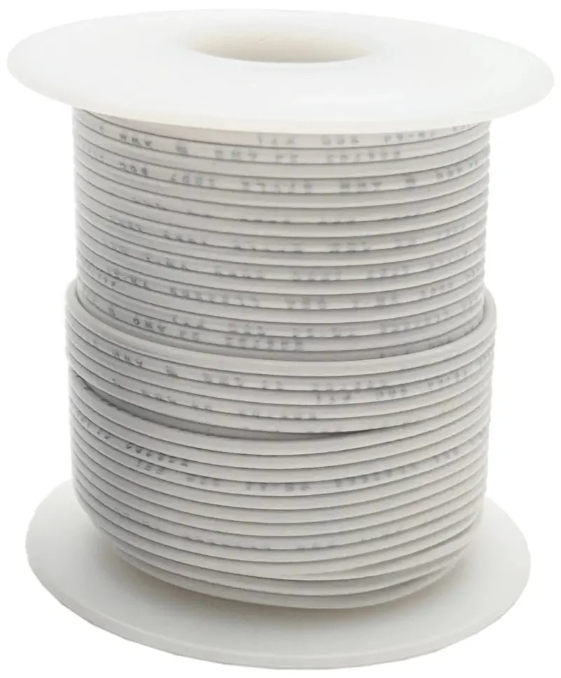 White 24 AWG Solid-Core Hook-Up Wire – 100-Foot Roll, PVC-Insulated, 300V Rated